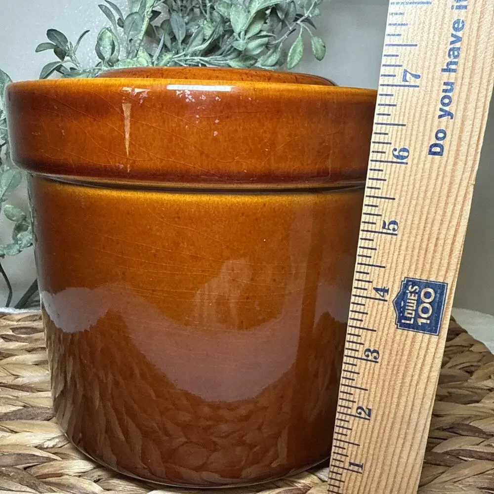 Vintage Pfaltzgraff 3.5 Qt Brown Amber Glaze Canister Cookie Jar w Lid USA Heavy